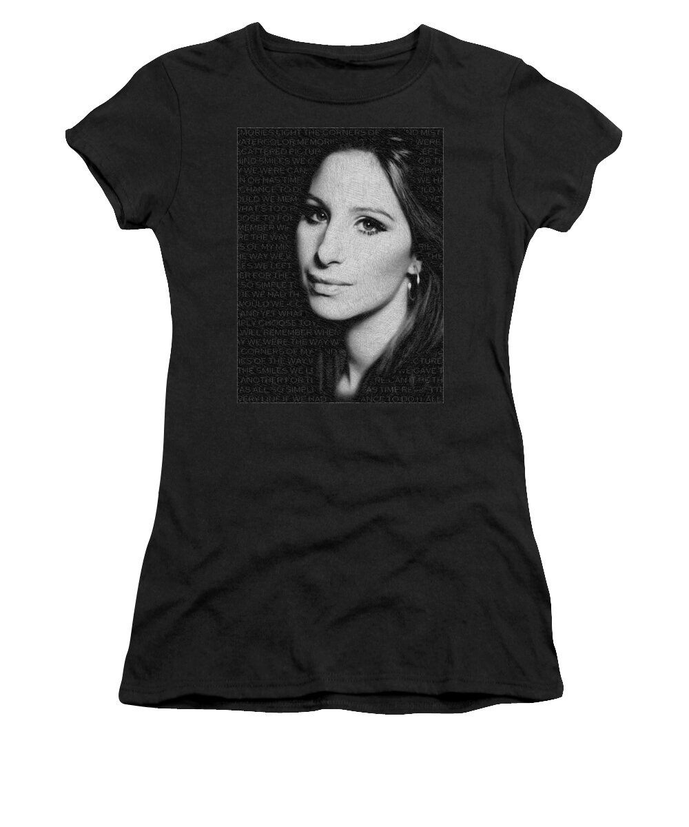 Barbra Streisand Women's T-Shirt featuring the painting Barbra Streisand And Lyrics by Tony Rubino