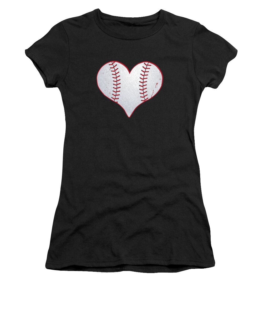 Funny Women's T-Shirt featuring the digital art Baseball Heart by Flippin Sweet Gear