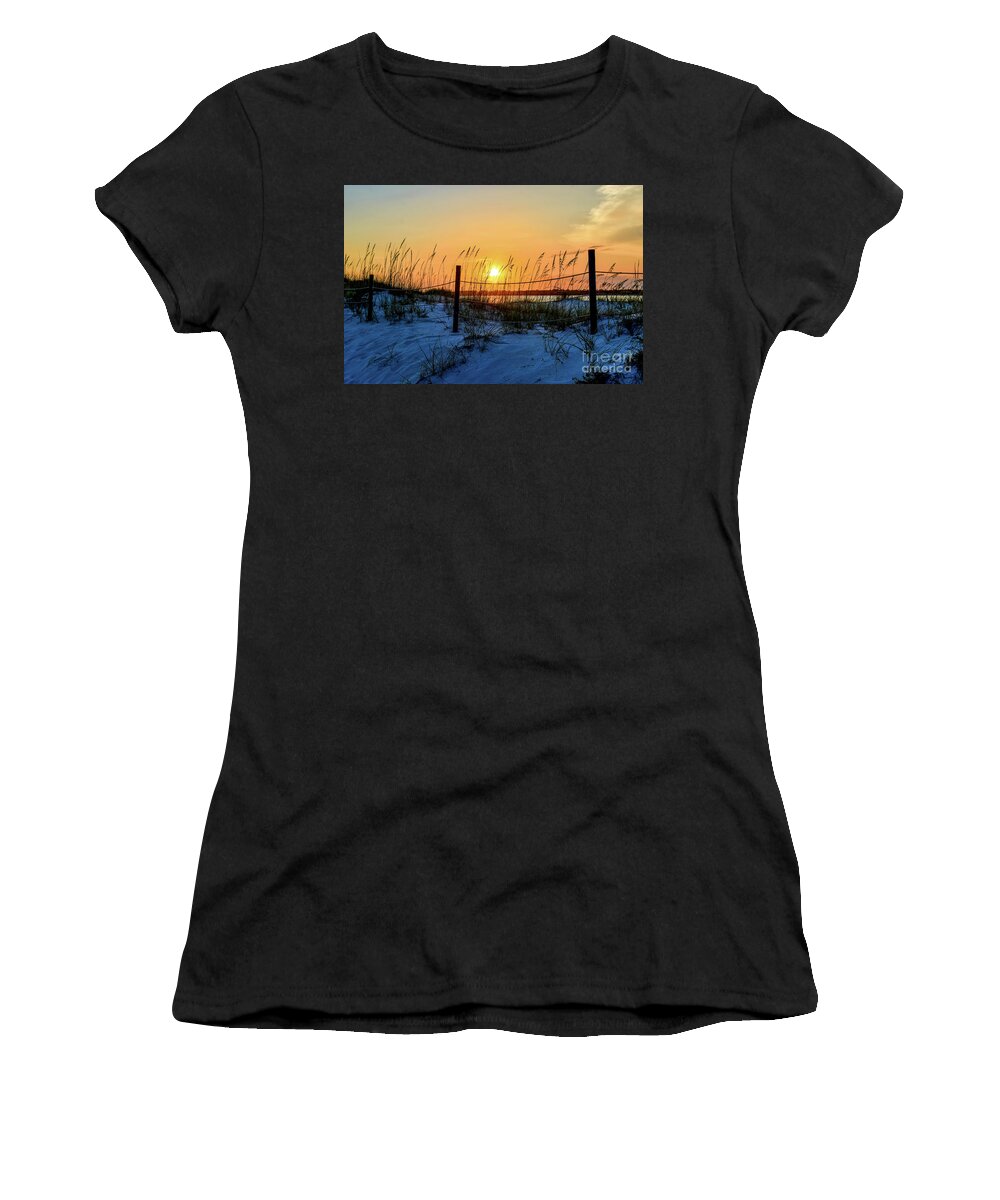Sun Women's T-Shirt featuring the photograph Beach Sand Dunes Sunset, Perdido Key, Florida by Beachtown Views