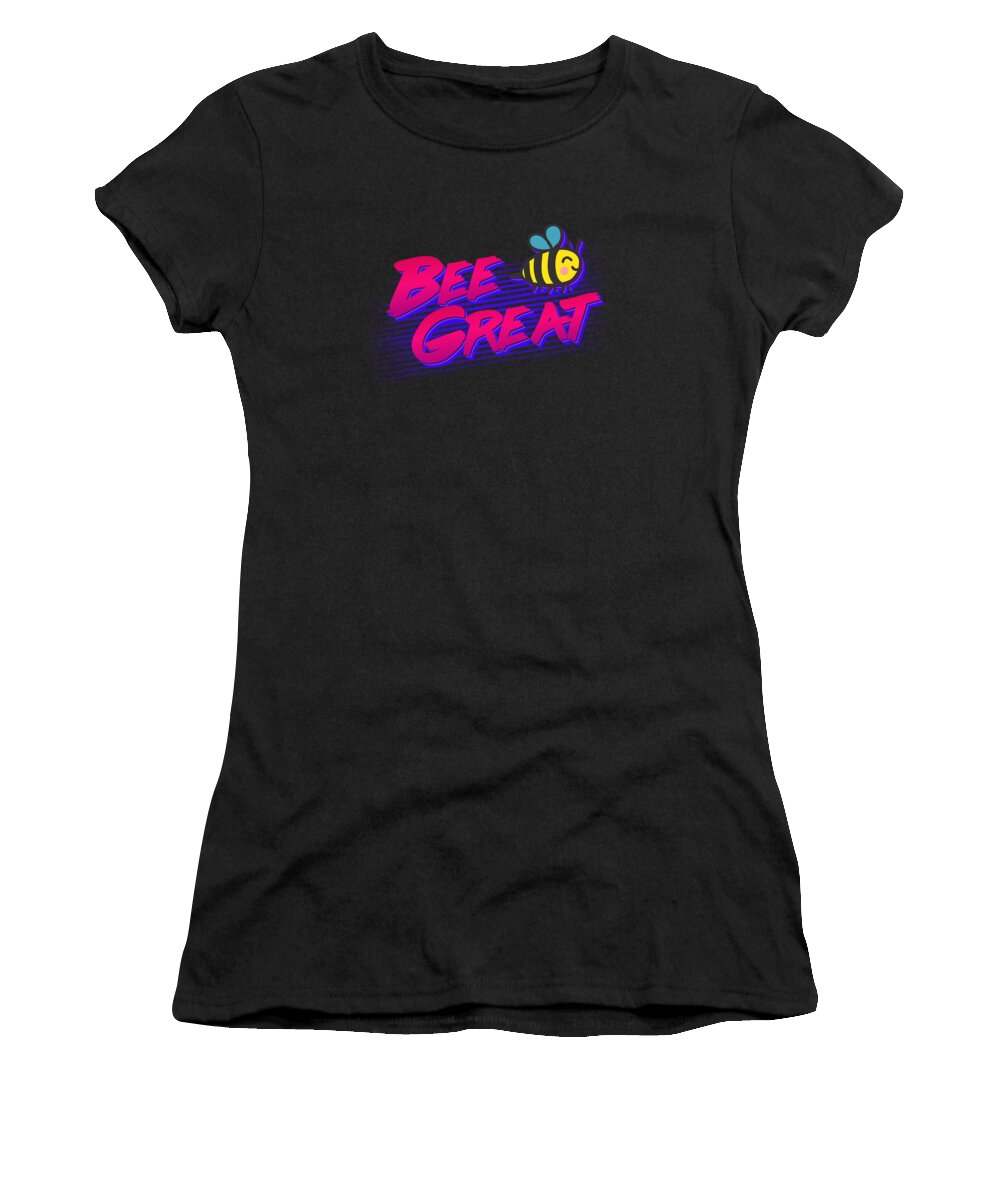 Funny Women's T-Shirt featuring the digital art Bee Great Retro by Flippin Sweet Gear
