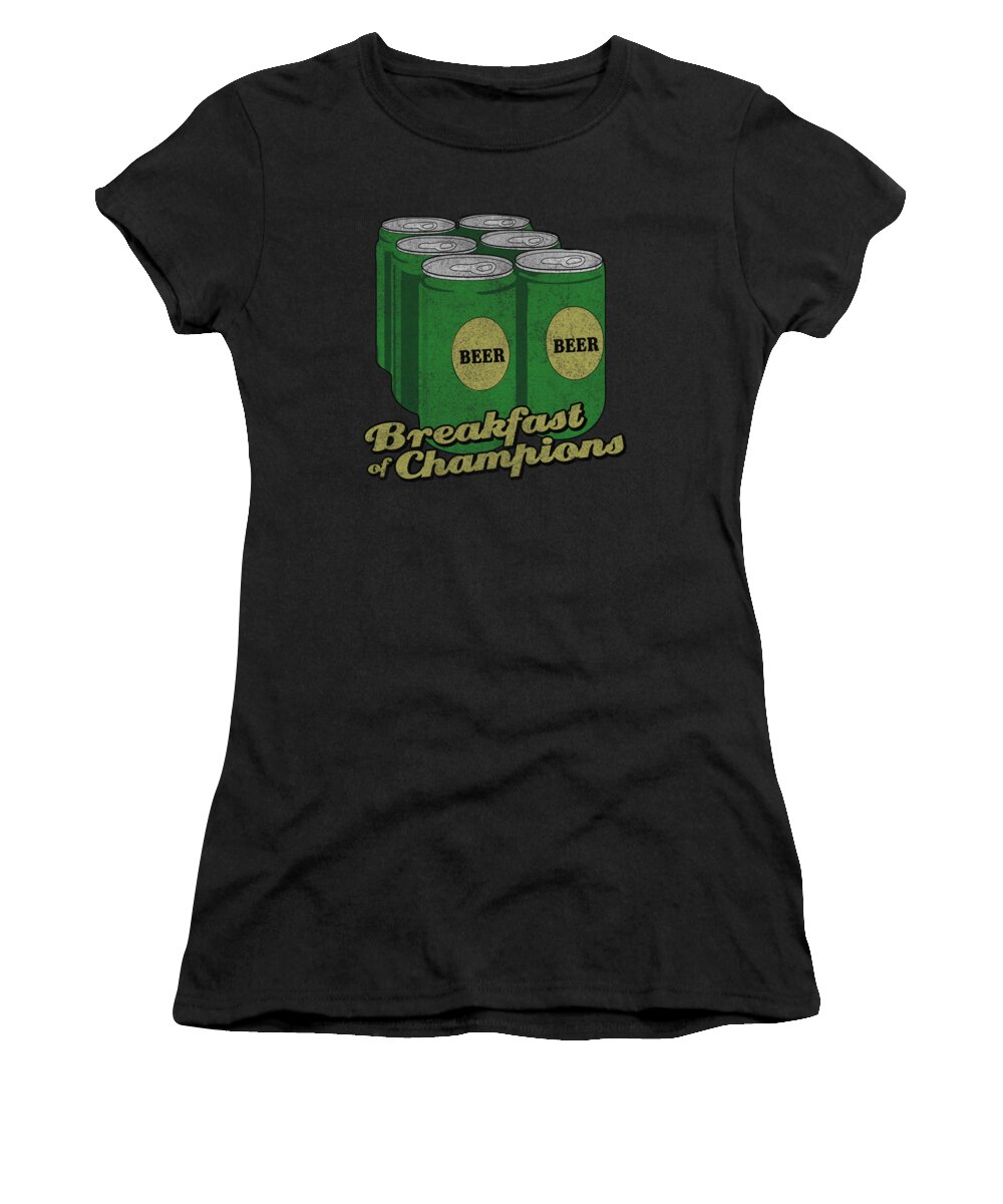 Funny Women's T-Shirt featuring the digital art Beer Breakfast of Champions Retro by Flippin Sweet Gear