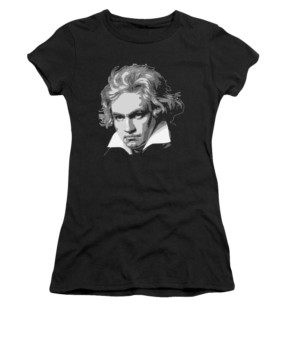Beethoven Women's T-Shirt featuring the digital art Beethoven Black and White by Filip Schpindel