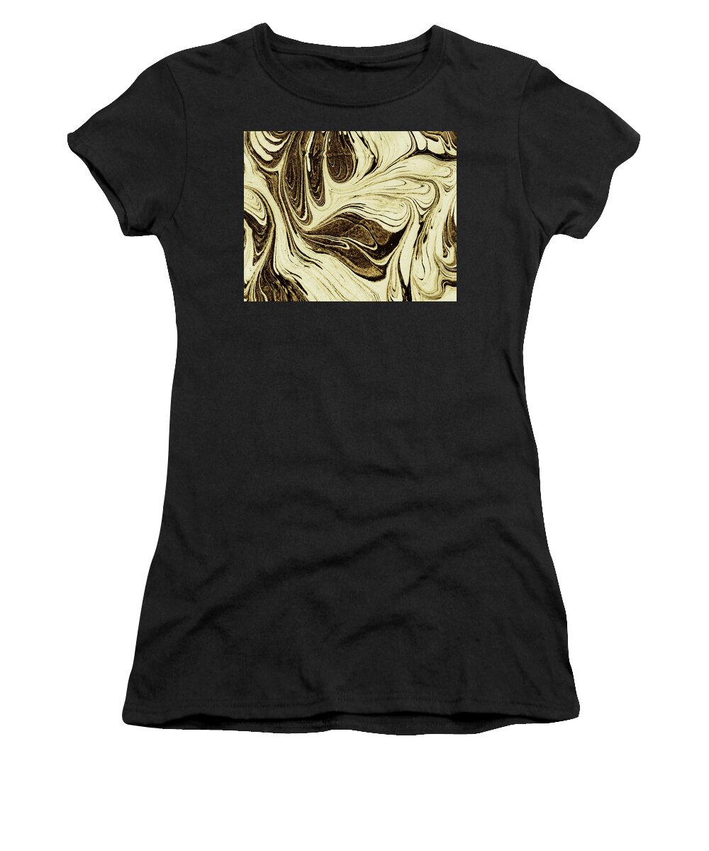 Beige Abstract Women's T-Shirt featuring the painting Beige Brown Agate And Marble Watercolor Stone Collection XIX by Irina Sztukowski