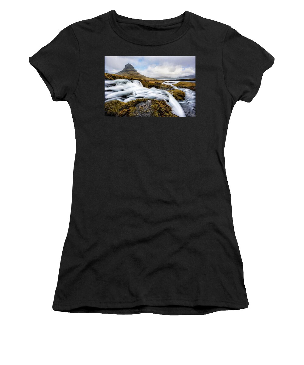 Cloud - Sky Women's T-Shirt featuring the photograph Beyond Kirkjufoss by Dee Potter