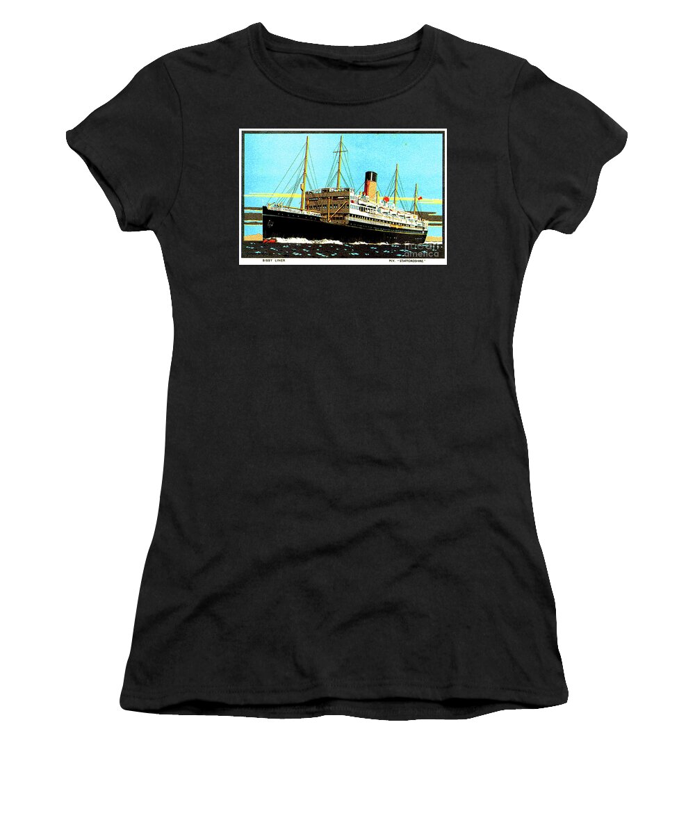 Bibby Liner Women's T-Shirt featuring the painting Bibby Liner MV Staffordshire Travel Postcard by James S Mann