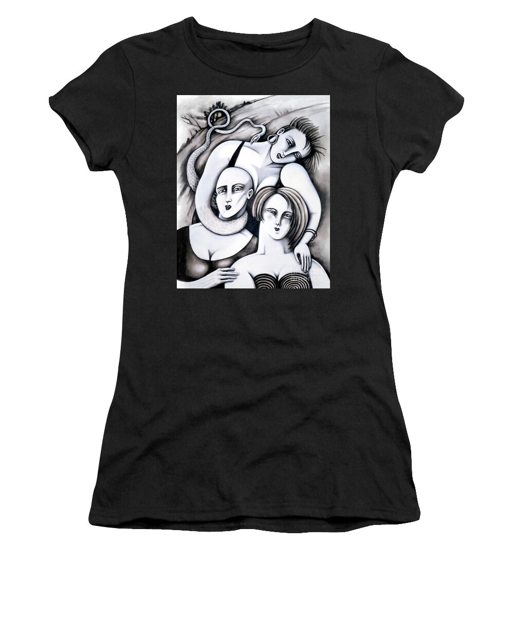 Fantasy Women's T-Shirt featuring the painting Big Bald and Boa by Valerie White