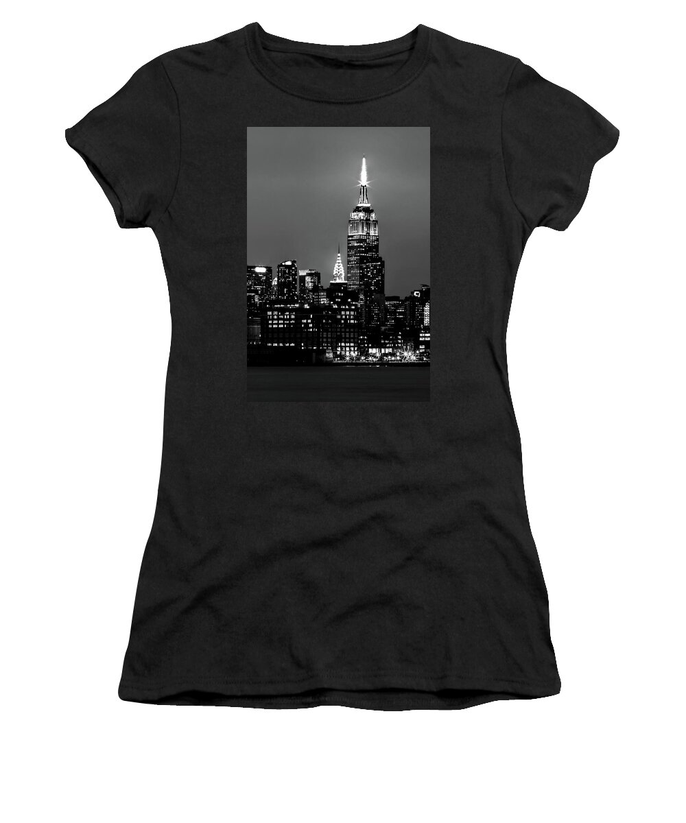 New York City Skyline At Night Women's T-Shirt featuring the photograph Big Brother by Az Jackson