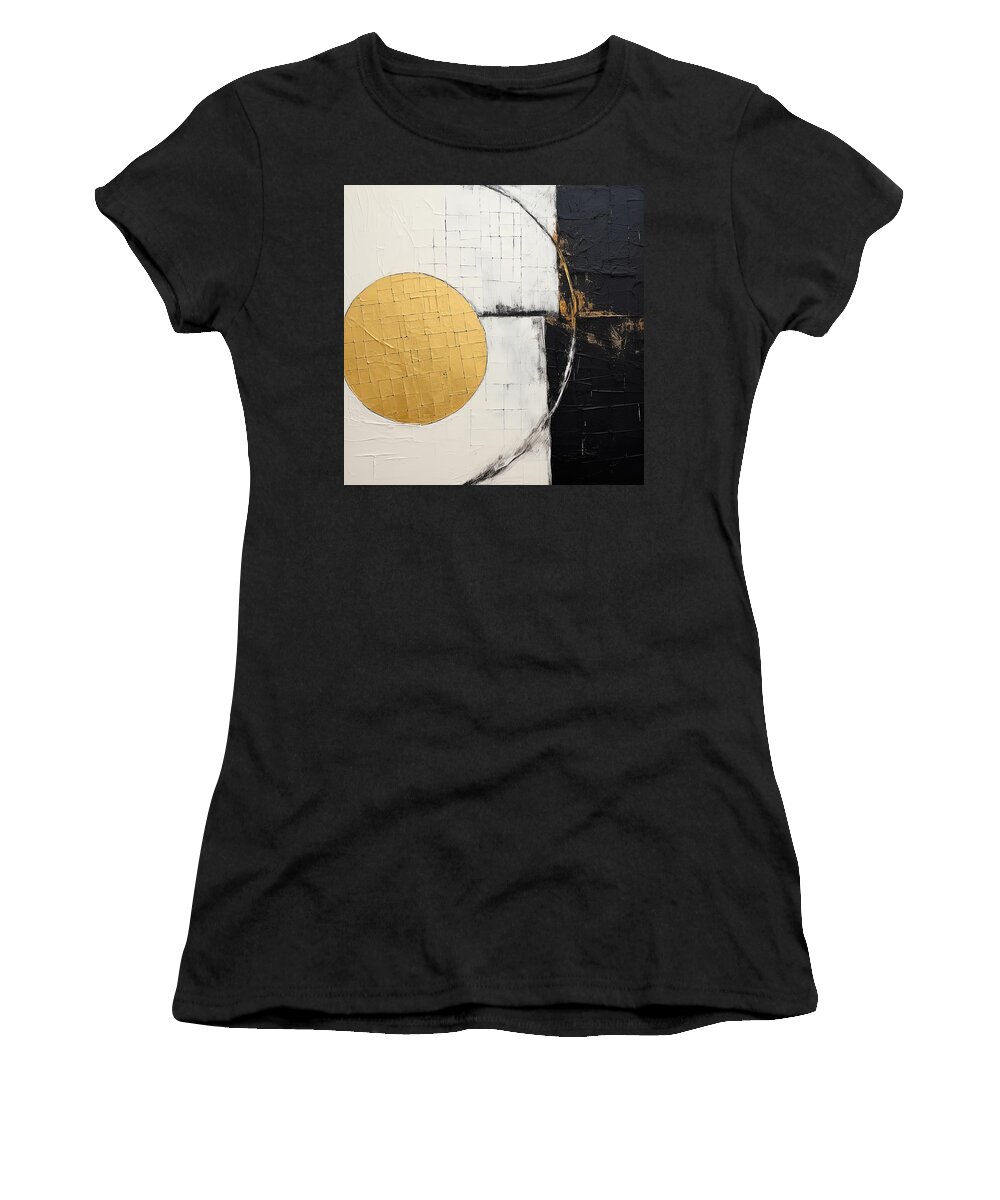 Black And Gold Women's T-Shirt featuring the painting Black and Gold Medley by Lourry Legarde