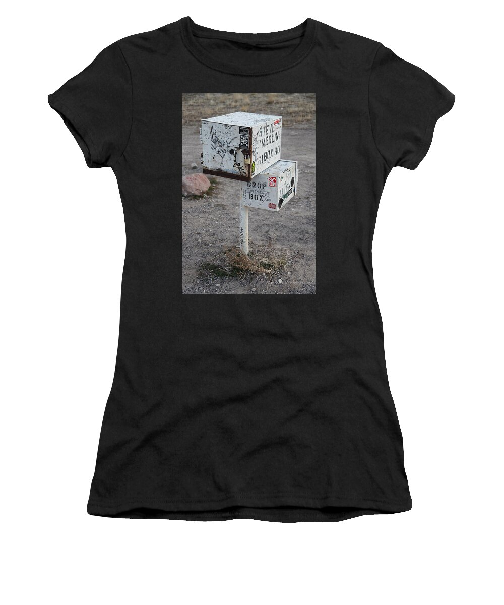 Area-51 Women's T-Shirt featuring the photograph Black Mailbox Extraterrestrial Highway by Custom Aviation Art