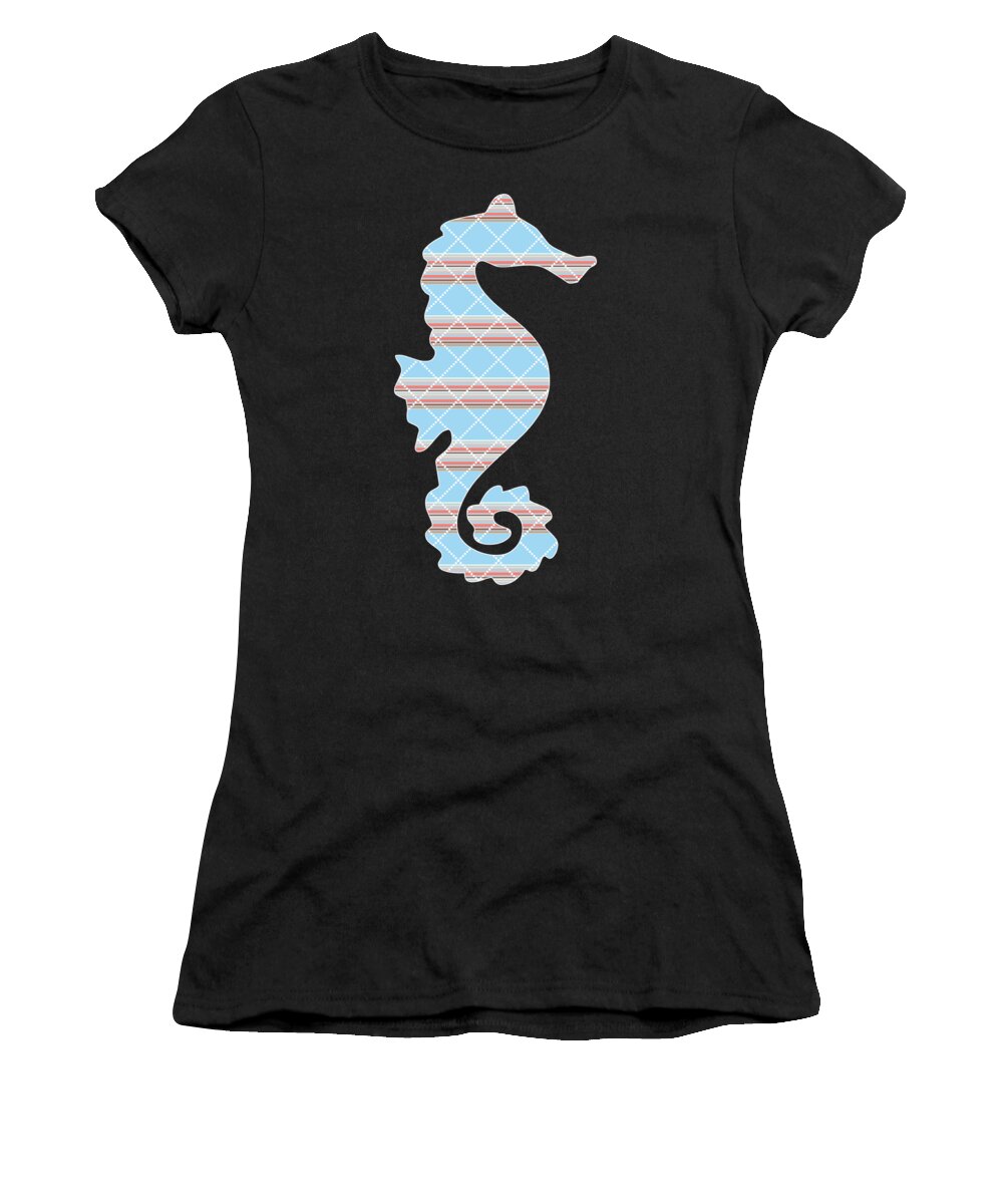 Seahorse Women's T-Shirt featuring the mixed media Blue Seahorse Art by Christina Rollo