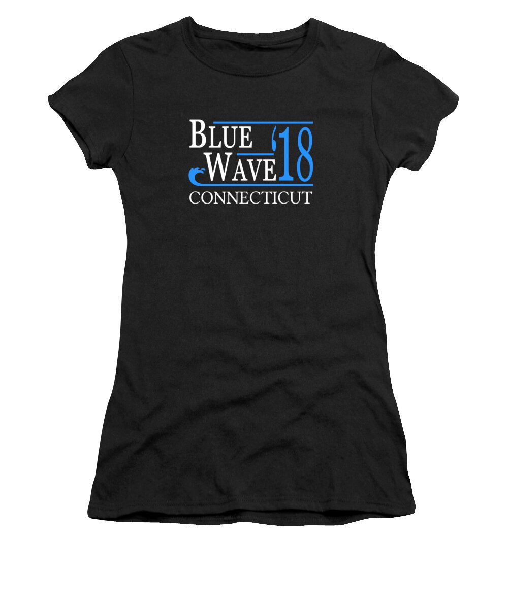 Election Women's T-Shirt featuring the digital art Blue Wave CONNECTICUT Vote Democrat by Flippin Sweet Gear