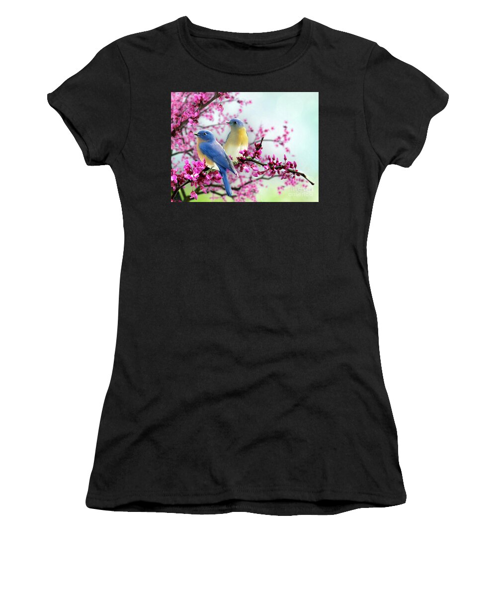 Bluebirds Women's T-Shirt featuring the digital art Bluebirds by Morag Bates