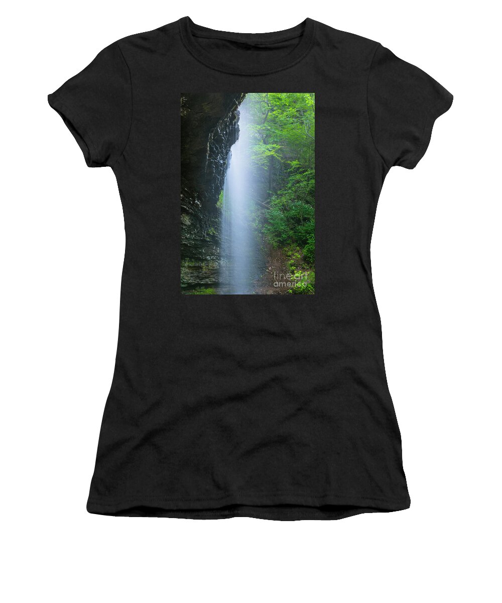Bridal Women's T-Shirt featuring the photograph Bridal Veil Waterfall in Ozark Mountains by Ranjay Mitra