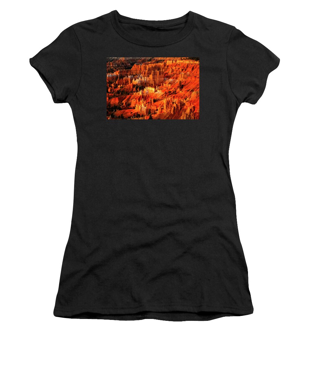 Bryce Canyon Women's T-Shirt featuring the photograph Fire Dance - Bryce Canyon National Park. Utah by Earth And Spirit