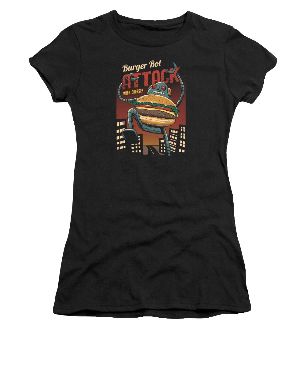 Burger Women's T-Shirt featuring the digital art Burger Bot by Vincent Trinidad