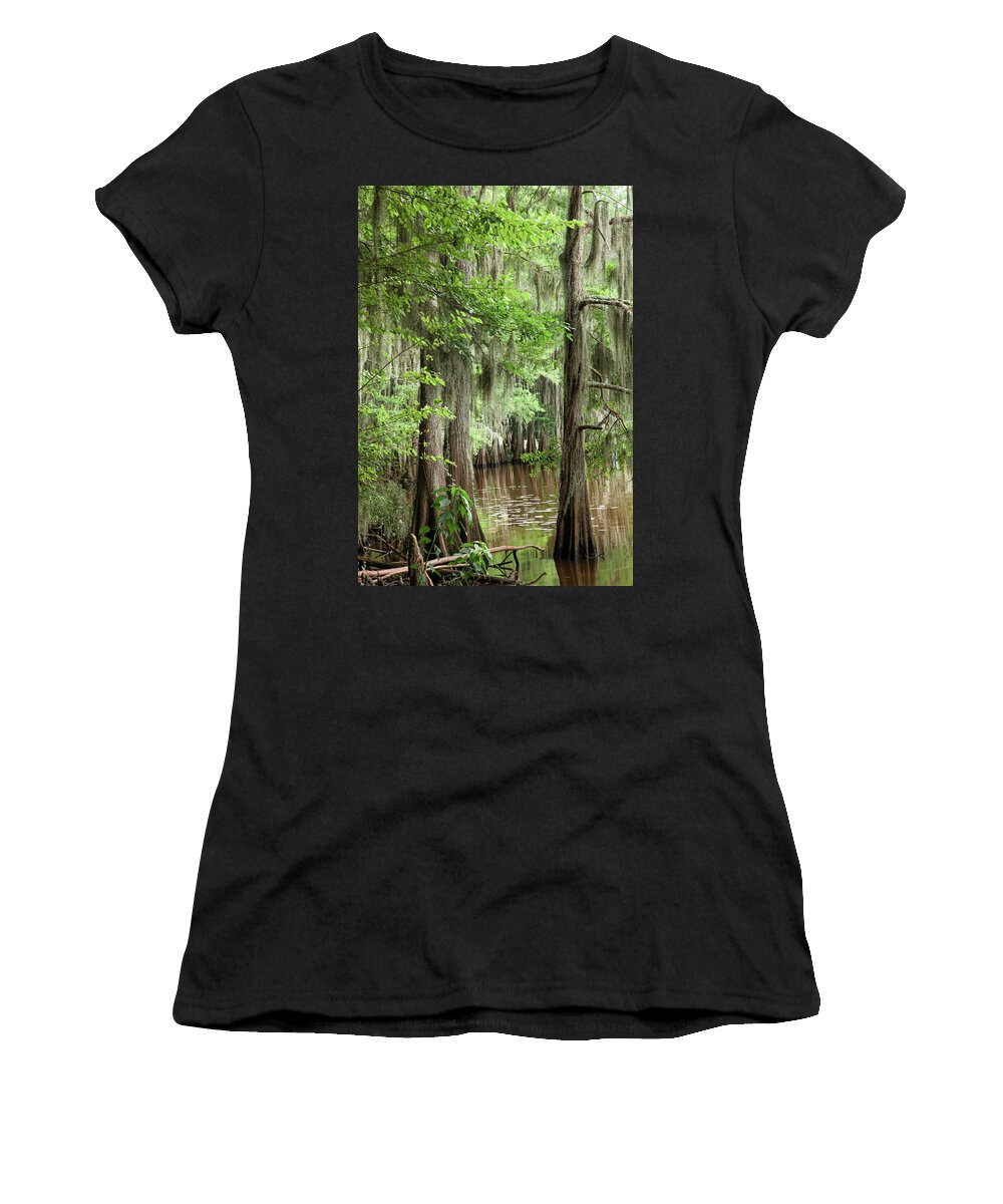 Caddo Lake Women's T-Shirt featuring the photograph Caddo Cypress Forest by Iris Greenwell