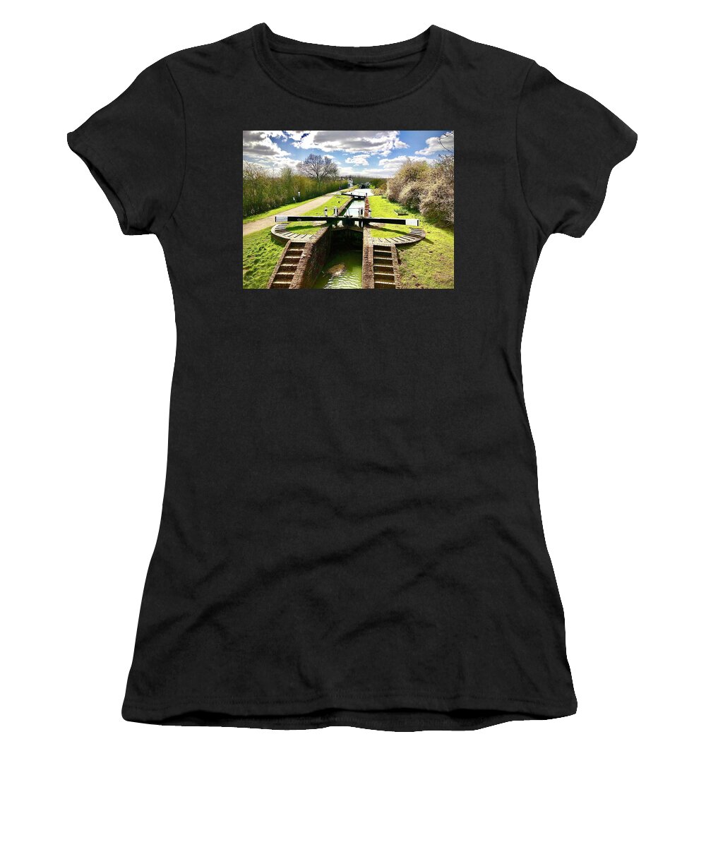 Canal Women's T-Shirt featuring the photograph Canal Loch Gates by Gordon James