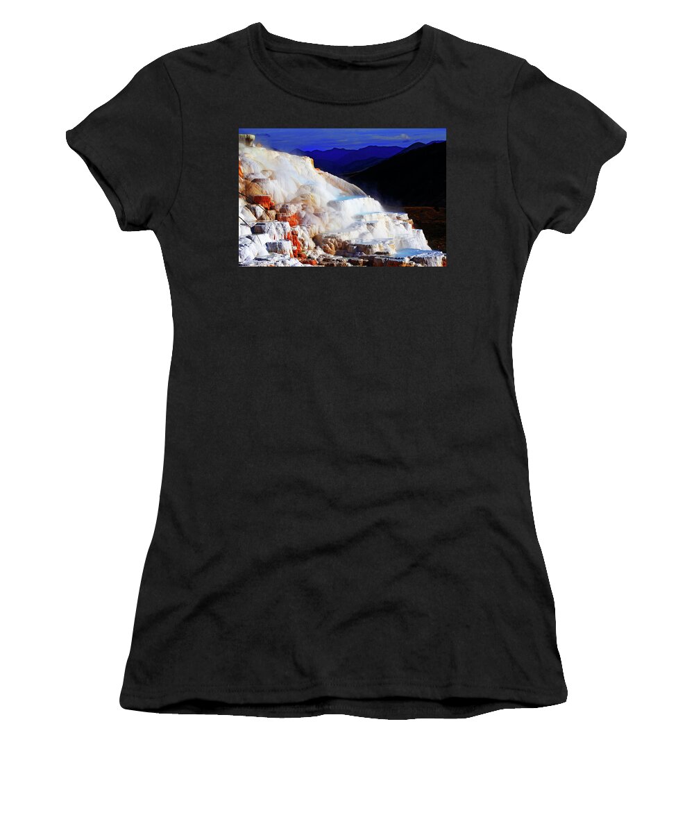 Canary Spring Women's T-Shirt featuring the photograph Canary Spring in Yellowstone by Shixing Wen