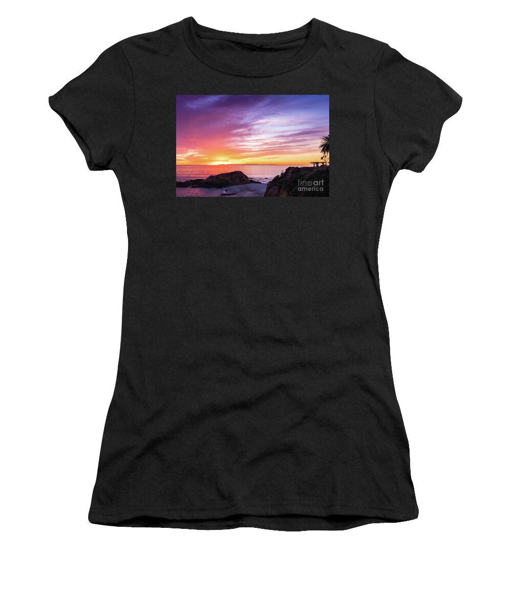 Laguna Beach Sunset Women's T-Shirt featuring the photograph Candy Floss Sunset Laguna Beach by Abigail Diane Photography