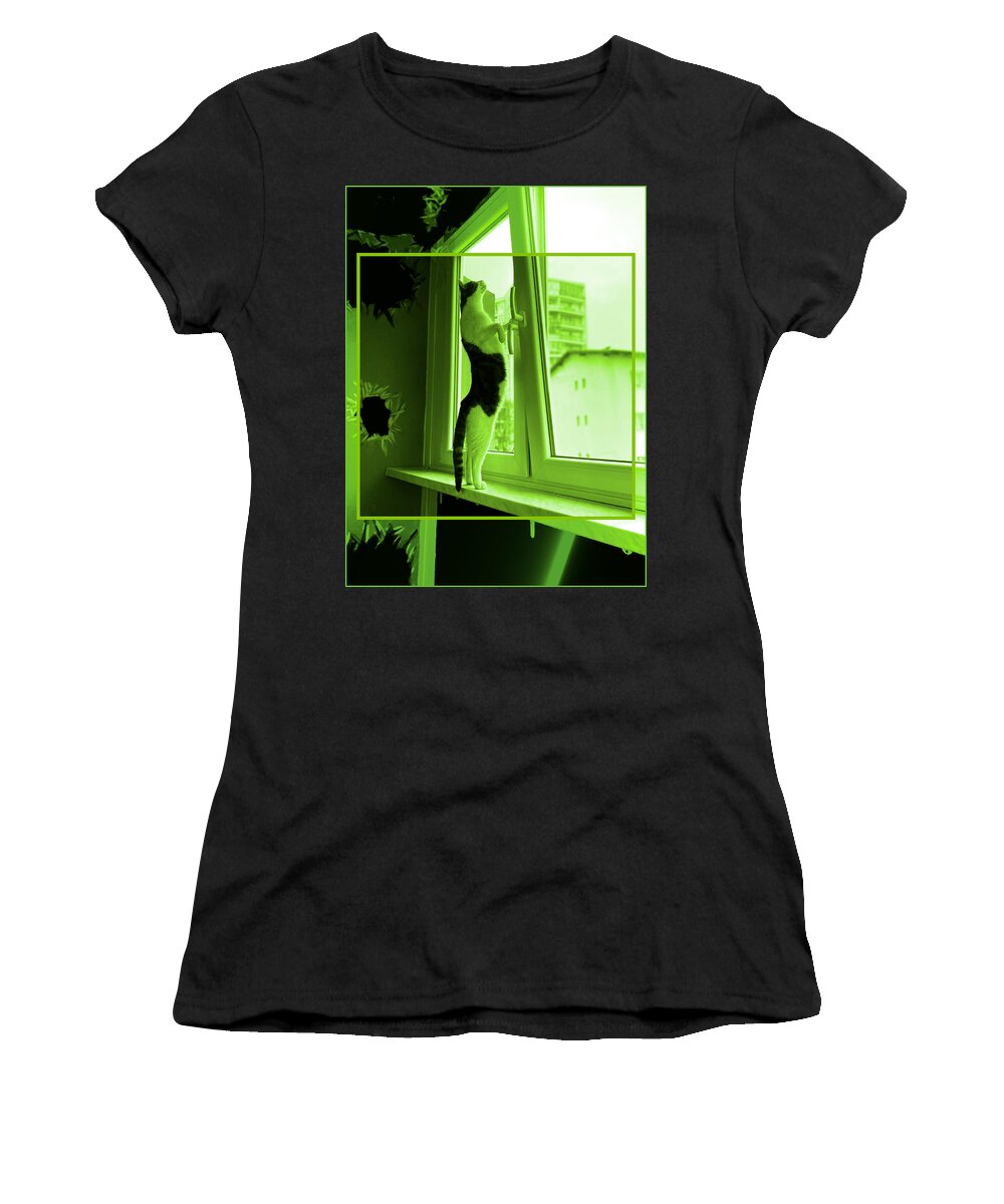 Abstract Women's T-Shirt featuring the digital art Cat 3 by Marko Sabotin