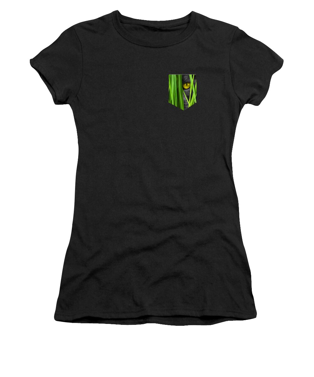 Funny Women's T-Shirt featuring the digital art Cat Pocket Grass by Flippin Sweet Gear