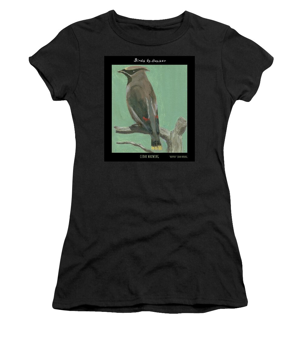 Bird Women's T-Shirt featuring the painting Cedar Waxwing by Tim Nyberg