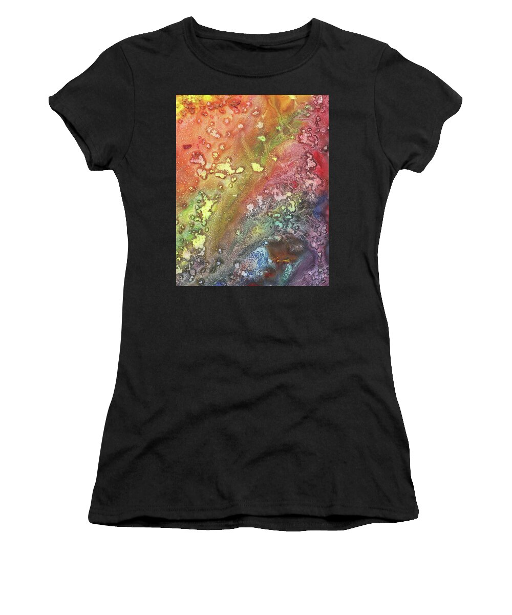 Abstract Women's T-Shirt featuring the painting Celestial Breeze Synergy Of Crystal And Abstract Watercolor Decor V by Irina Sztukowski