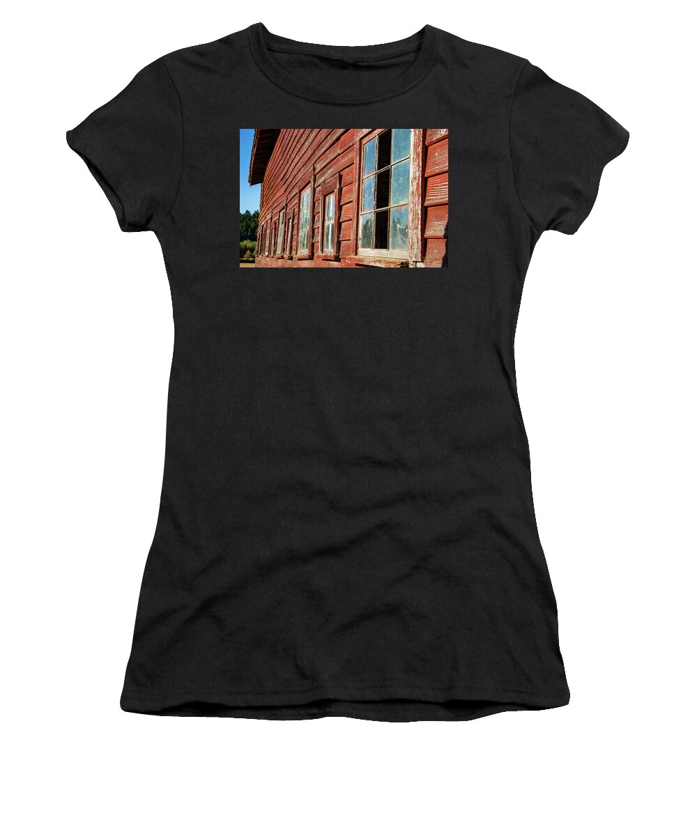 Rust Women's T-Shirt featuring the photograph Remembering a Century Old Red Barn by Leslie Struxness