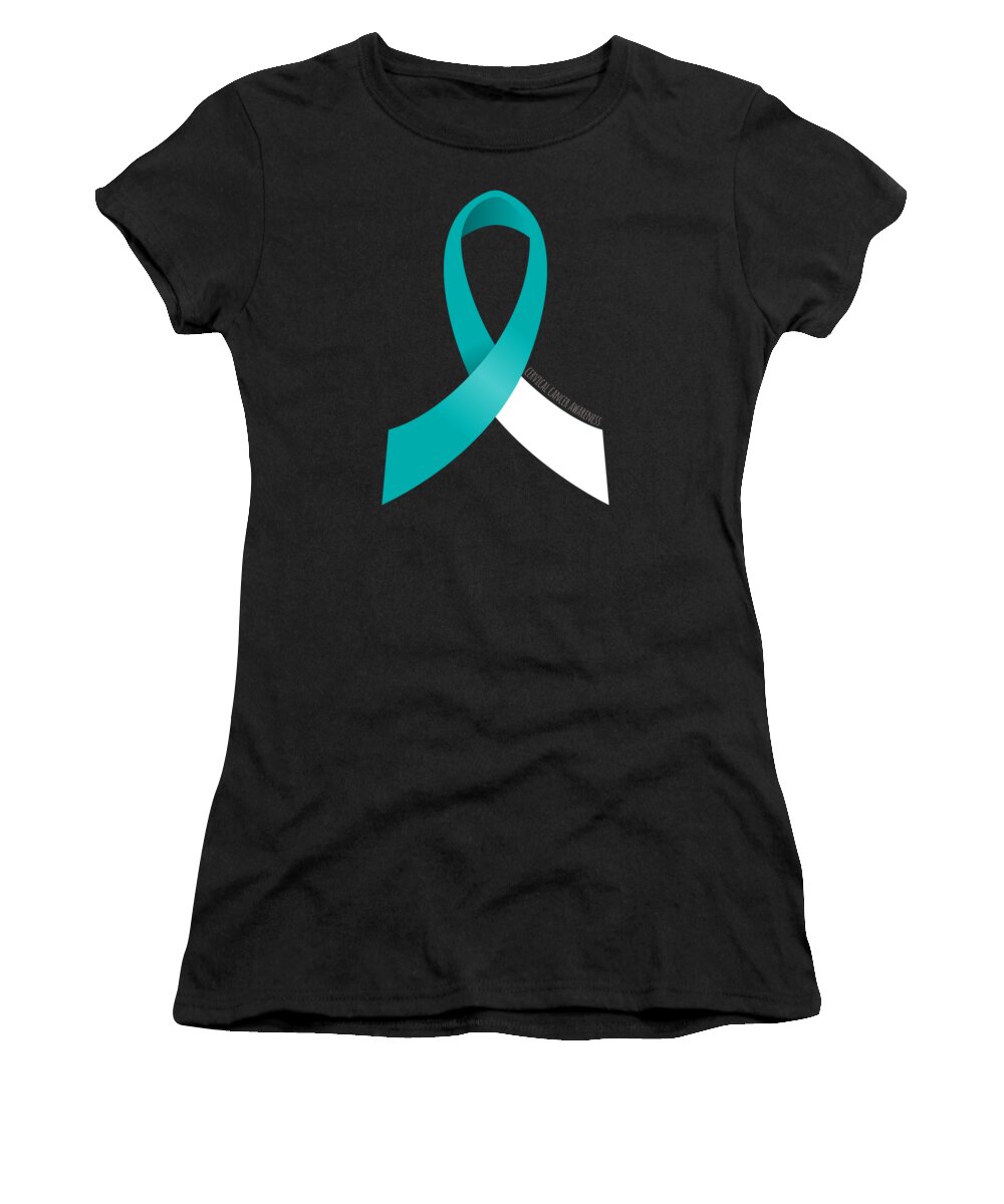 Awareness Women's T-Shirt featuring the digital art Cervical Cancer Awareness Ribbon by Flippin Sweet Gear