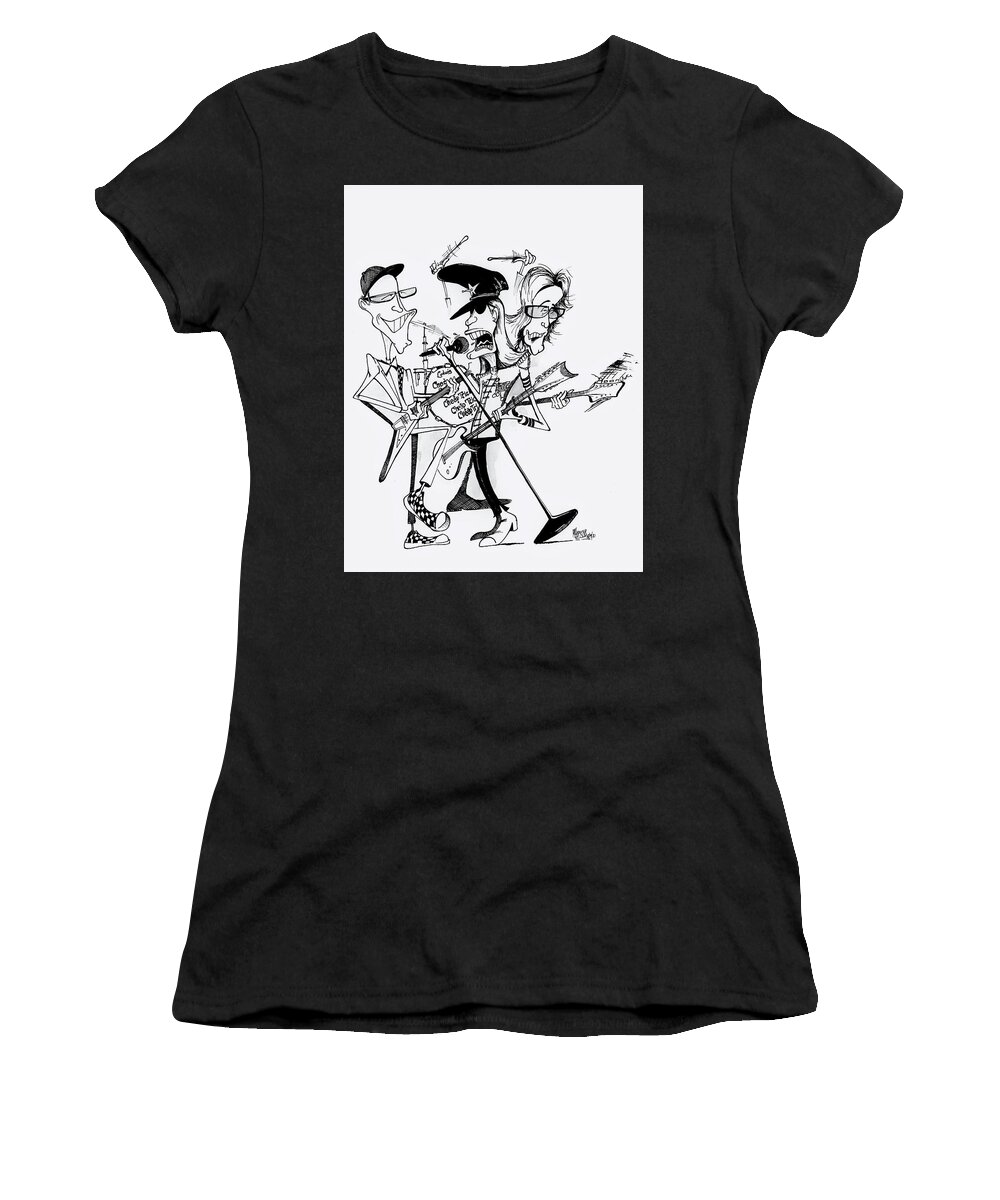 Caricature Women's T-Shirt featuring the drawing Cheap Trick by Michael Hopkins