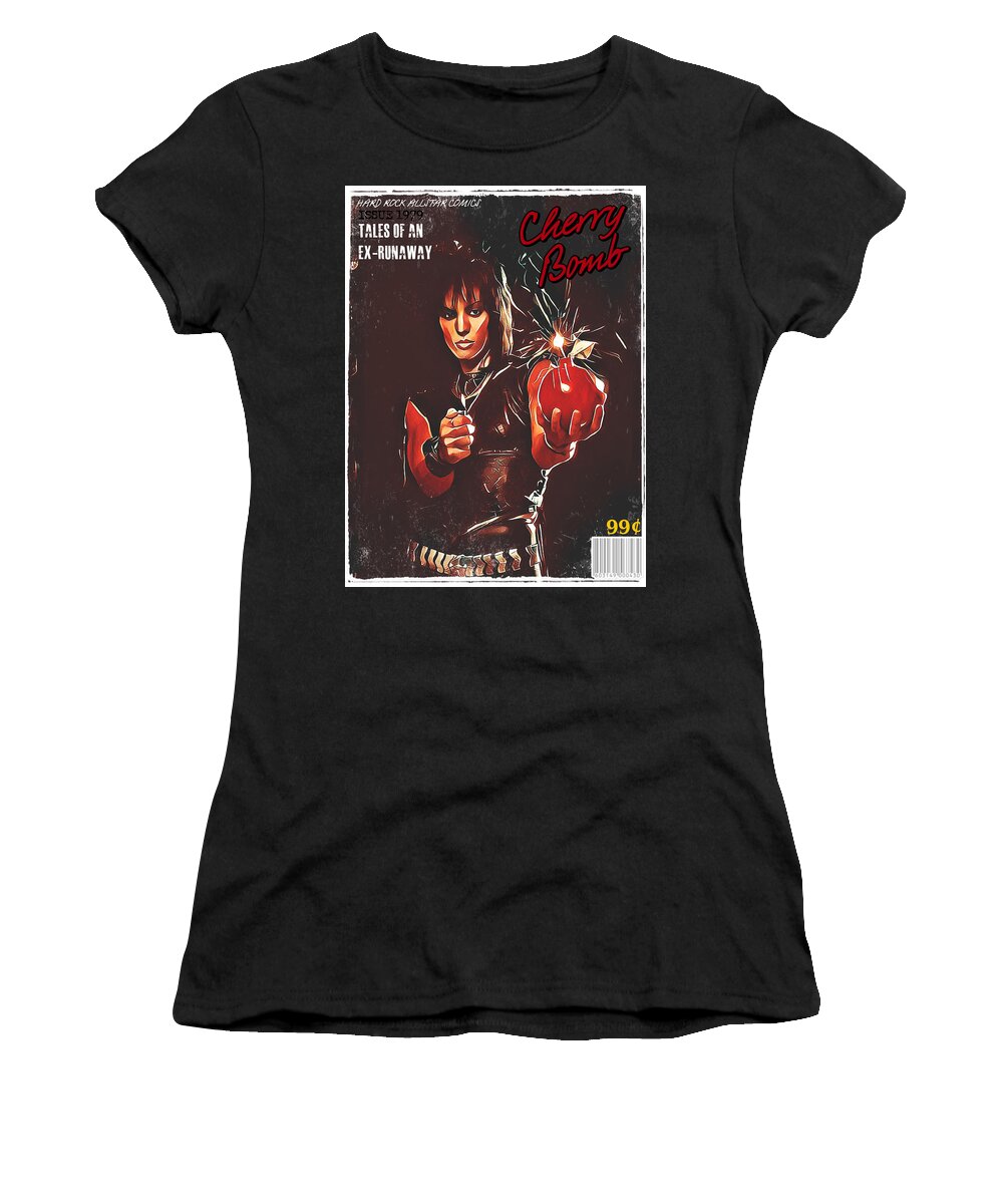 Joan Jett Women's T-Shirt featuring the digital art Cherry Bomb Comic Book by Christina Rick