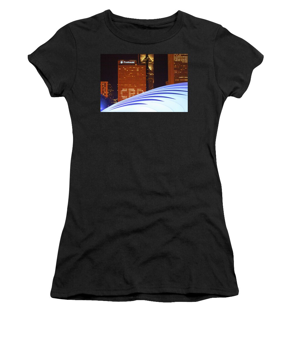 Architecture Women's T-Shirt featuring the photograph Chicago Skyline Blue Orb Art by Patrick Malon