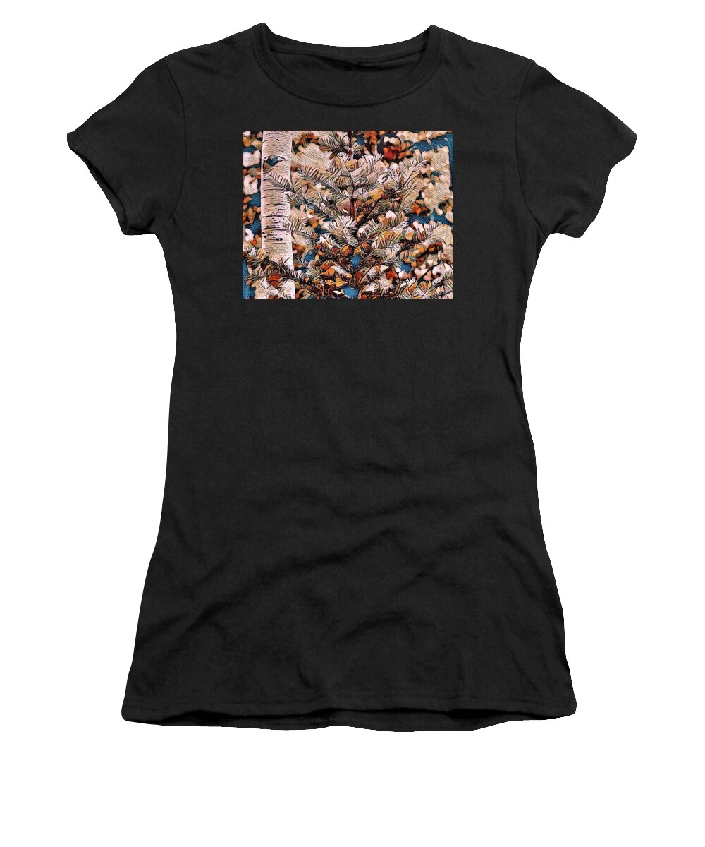 Birch Tree Women's T-Shirt featuring the digital art Christmas Forest by Norman Brule