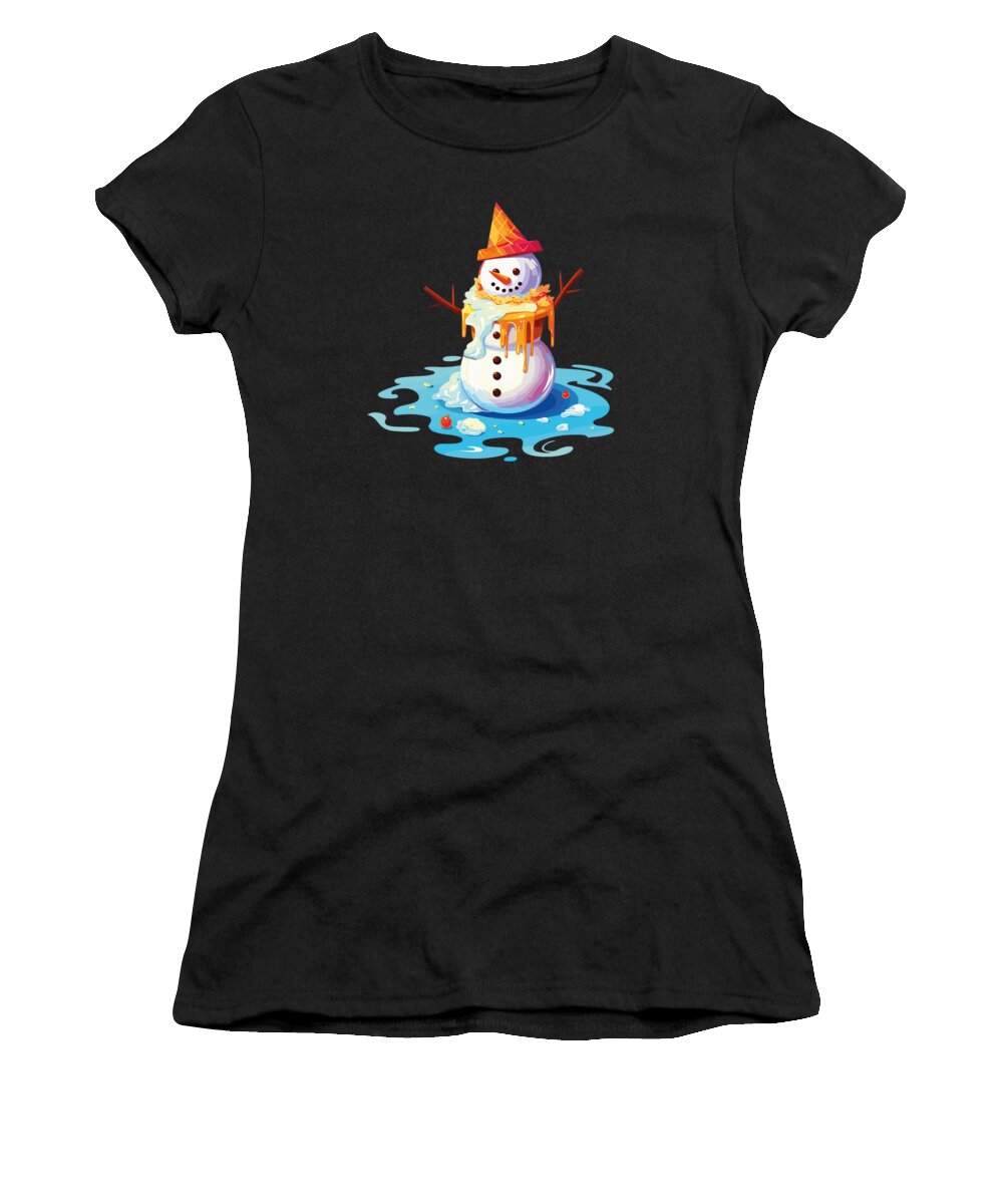 Christmas In July Women's T-Shirt featuring the digital art Christmas in July Snowman Ice Cream by Toms Tee Store