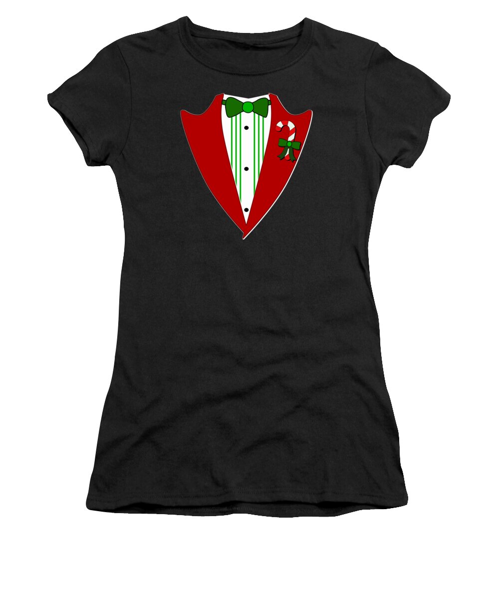Christmas 2023 Women's T-Shirt featuring the digital art Christmas Party Tuxedo by Flippin Sweet Gear