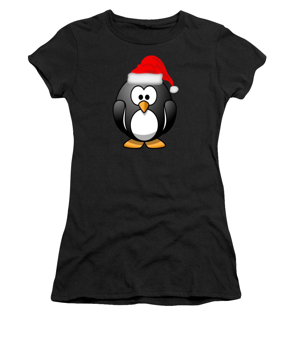 Cool Women's T-Shirt featuring the digital art Christmas Santa Penguin by Flippin Sweet Gear