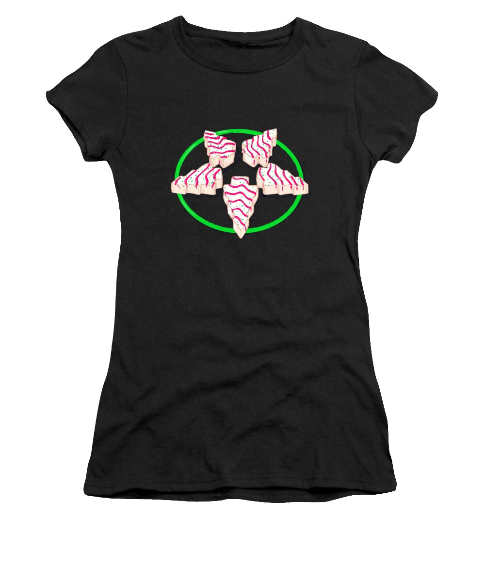 Debbie Women's T-Shirt featuring the drawing Christmas Tree Cake-Ogram by Ludwig Van Bacon