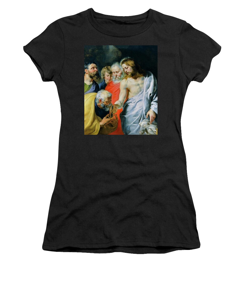 Christs Charge To Peter Women's T-Shirt featuring the photograph Christs Charge to Peter by Peter Paul Rubens by Carlos Diaz