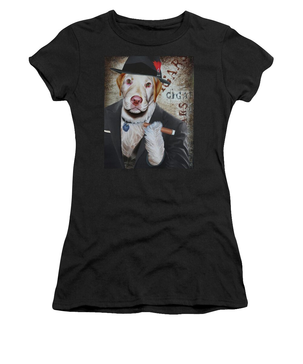 Cigar Dog Women's T-Shirt featuring the painting Cigar Dallas Dog by Vic Ritchey