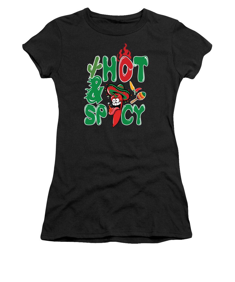 Jalepeno Pepper Women's T-Shirt featuring the digital art Cinco De Mayo Hot and Spicy Red Pepper by Jacob Zelazny
