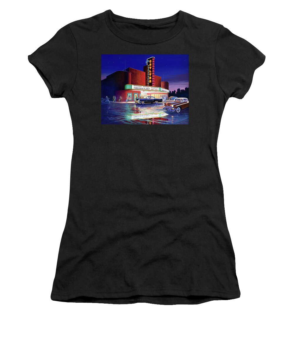 Gaylynn Women's T-Shirt featuring the painting Classic Debut - The Gaylynn Theatre by Randy Welborn