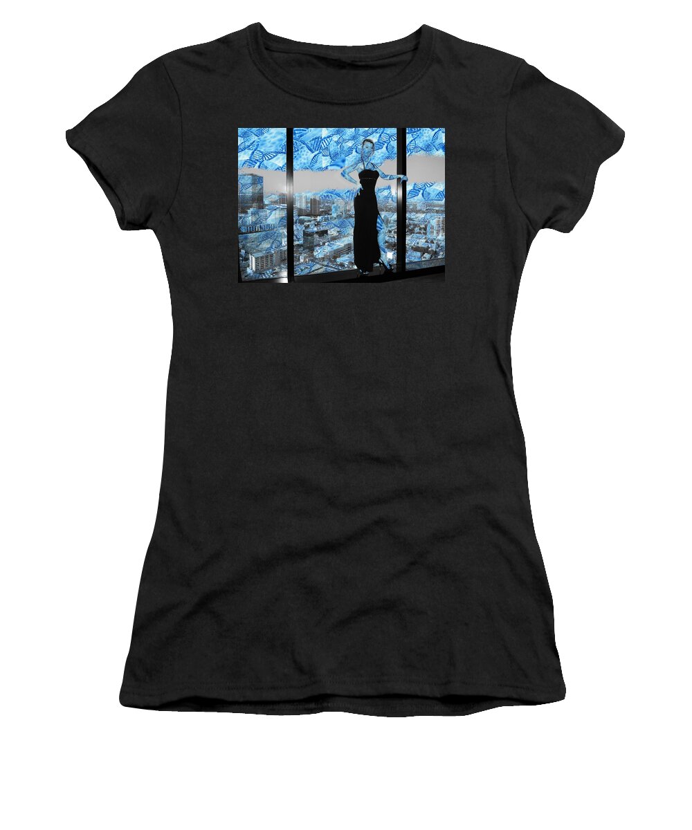 Fractal Women's T-Shirt featuring the mixed media Clear Sky Genetic by Stephane Poirier