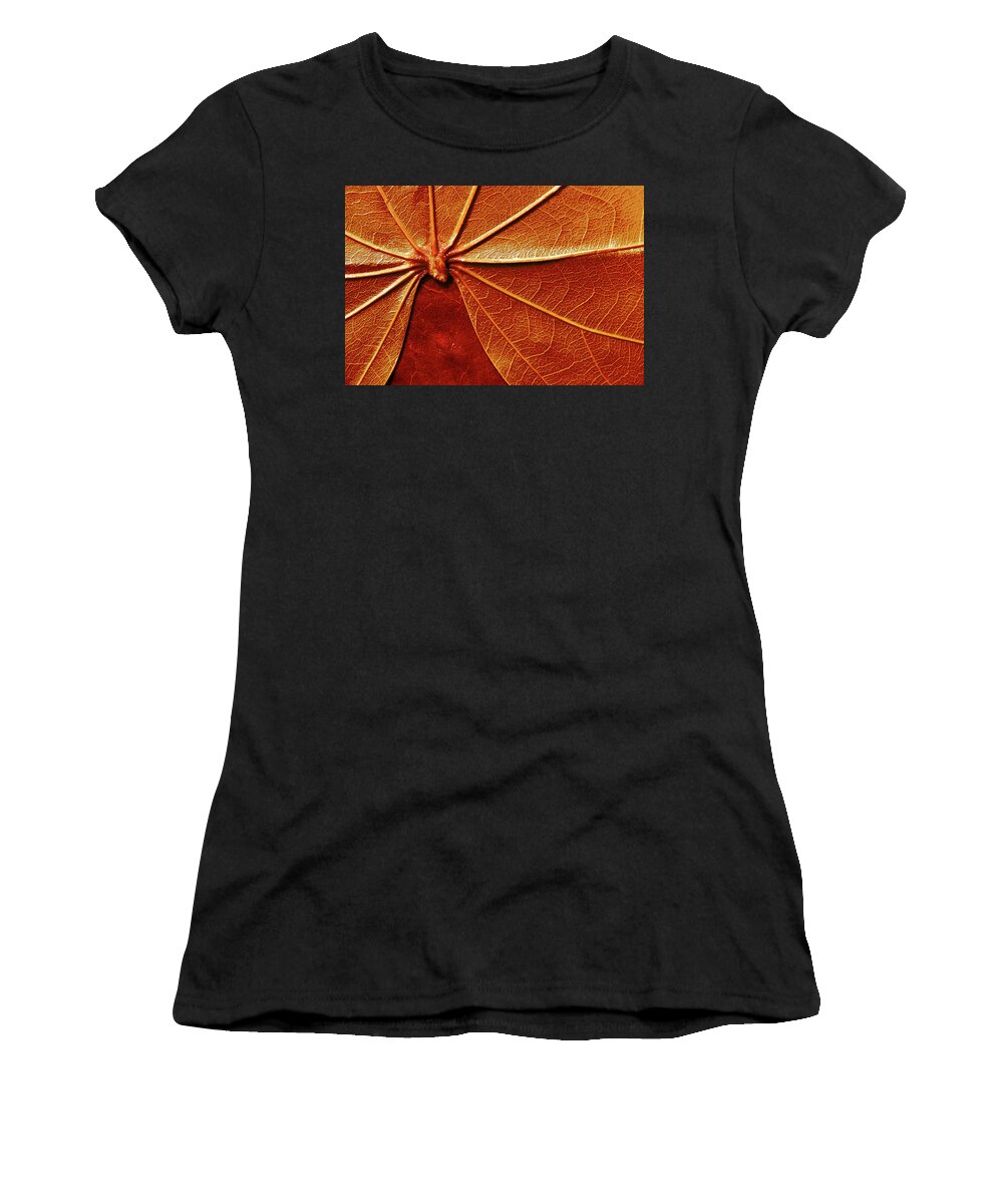Papyrus Women's T-Shirt featuring the photograph Close up of the red leaf papyrus by Severija Kirilovaite