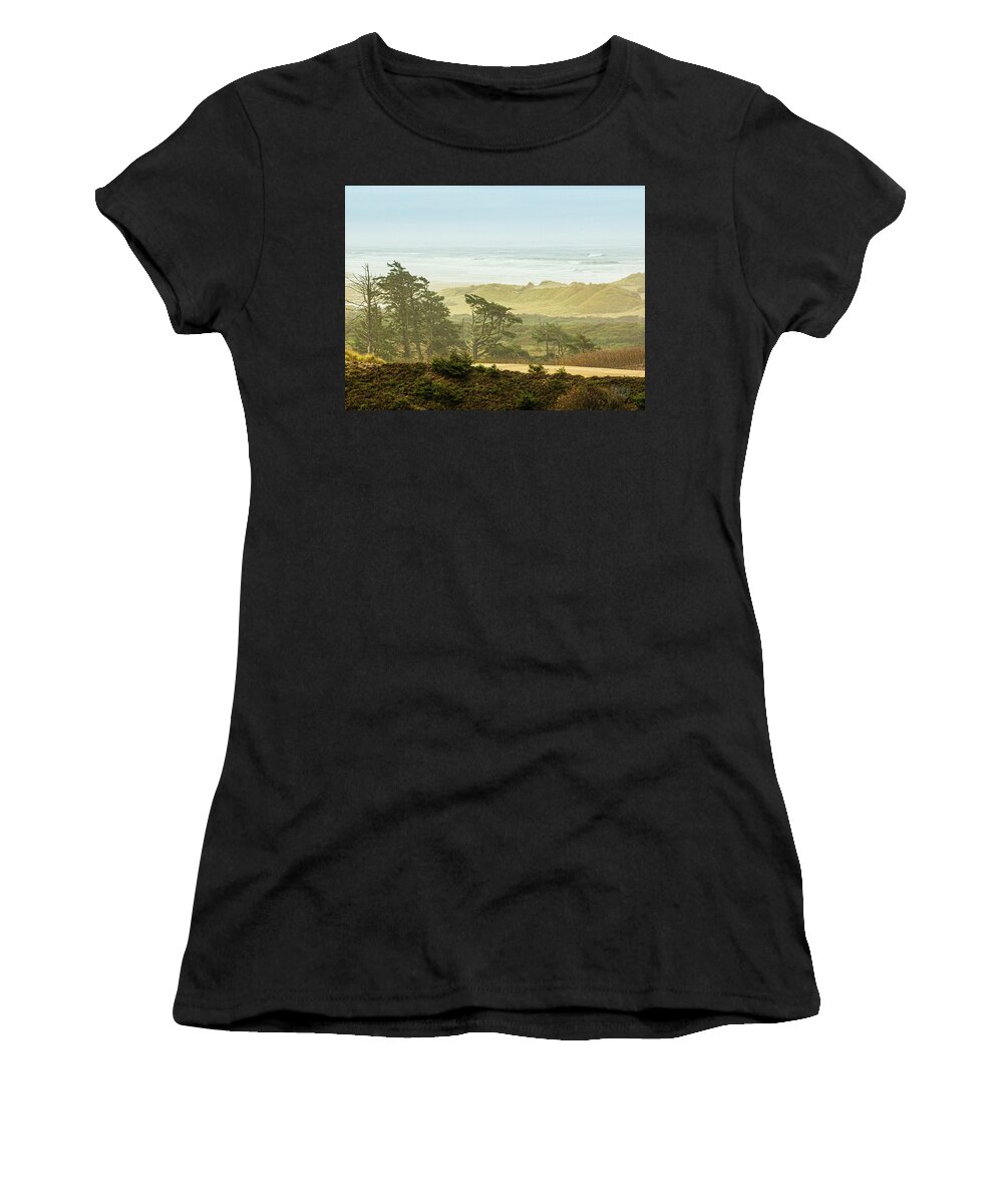  Women's T-Shirt featuring the photograph Coastal Sand Dunes by Claude Dalley