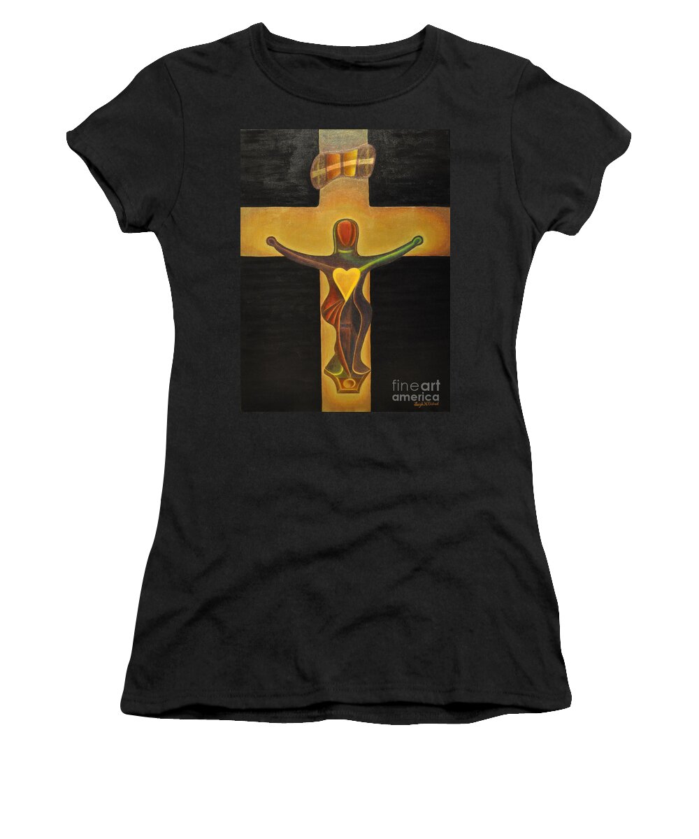 Conmigo Women's T-Shirt featuring the painting Conmigo Painting by Leigh N Eldred