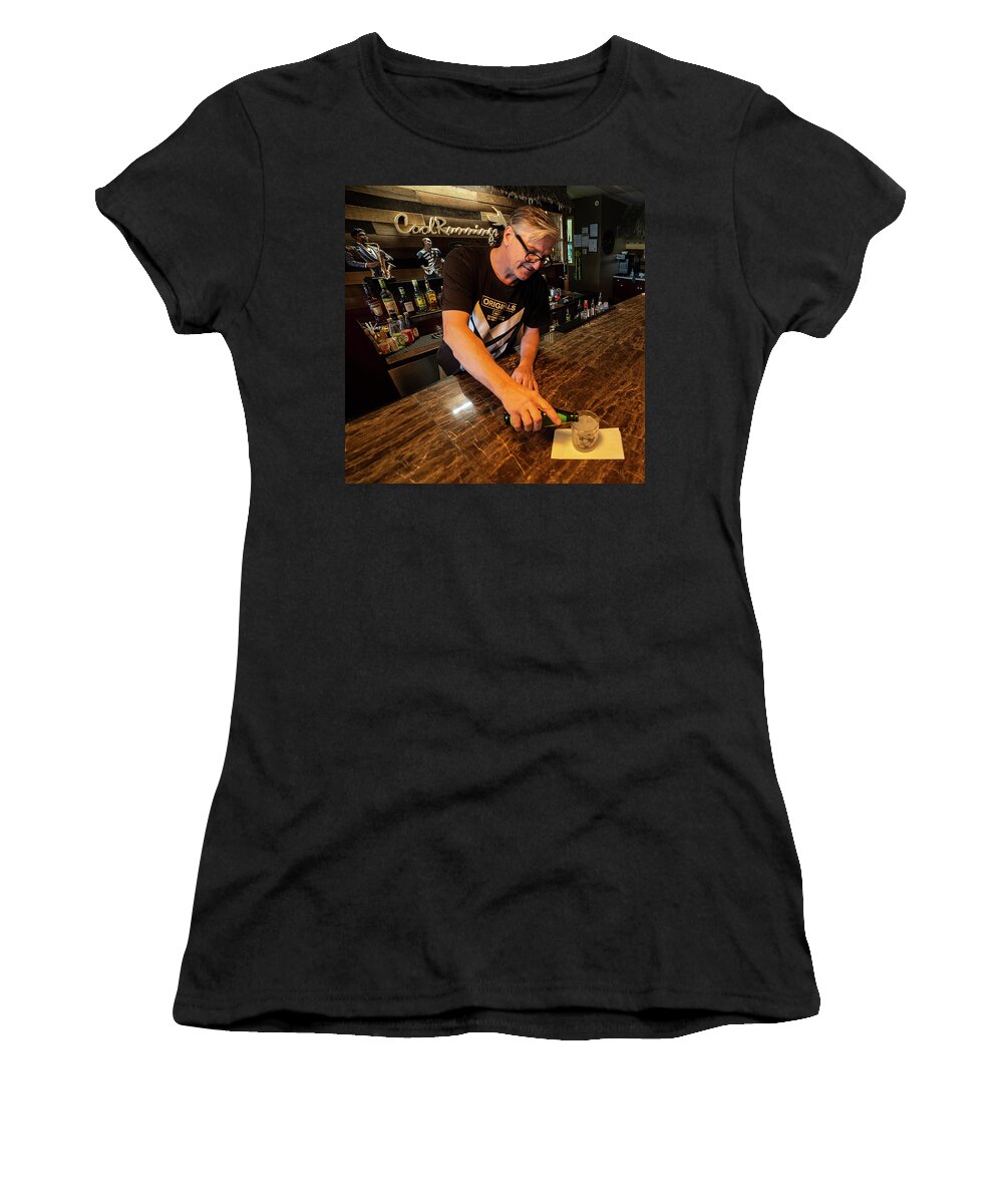 Cool Runnings Bistro Women's T-Shirt featuring the photograph Cool Runnings Bistro by Jim Whitley