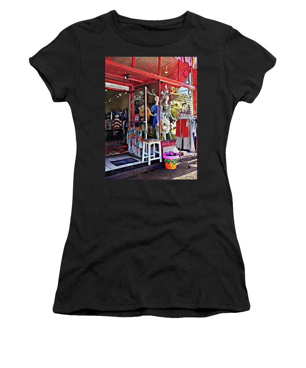 Corning Ny Women's T-Shirt featuring the photograph Corning NY - Dress Shop by Susan Savad