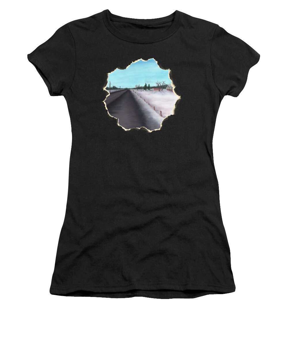 Calm Women's T-Shirt featuring the painting Country Road by Anastasiya Malakhova