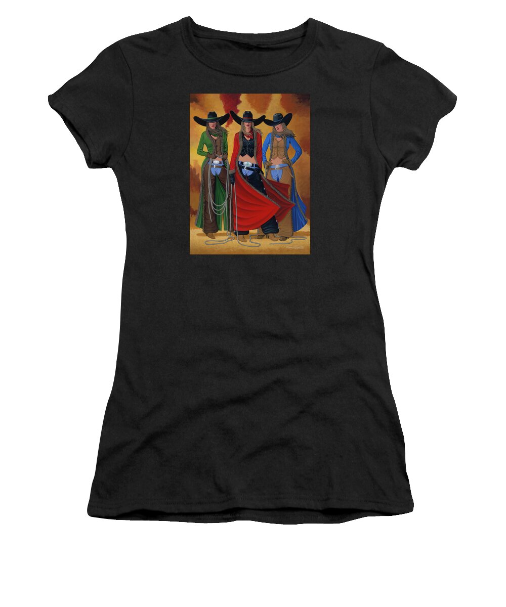 Cowgirl Women's T-Shirt featuring the painting Cowgirl Up by Lance Headlee