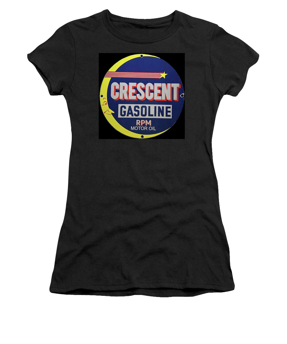Crescent Gas Women's T-Shirt featuring the photograph Crescent Gas Vintage Sign 2 by Flees Photos